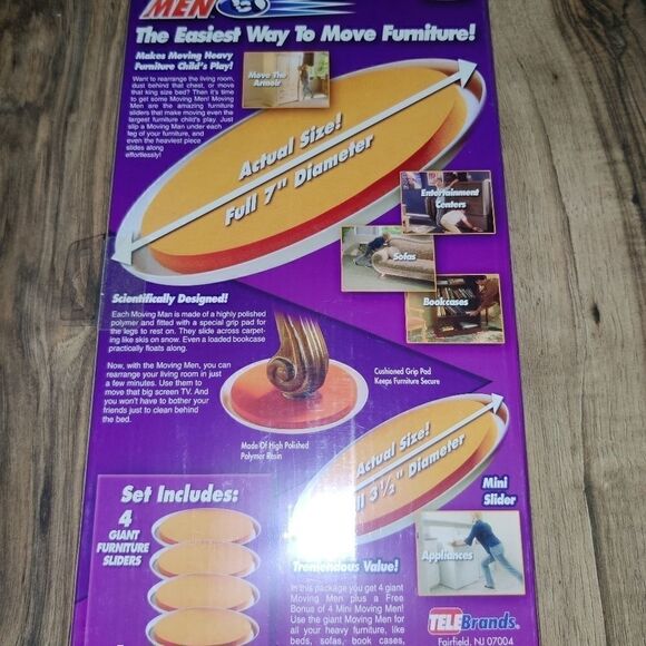 Moving Men Set of 8 Furniture Sliders 4 Giant & 4 - Picture 2 of 8